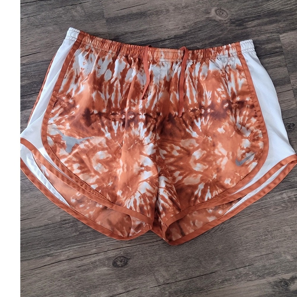 Nike Texas Longhorns Tempo Running Shorts‎ Burnt Orange Tie Dye Womens
